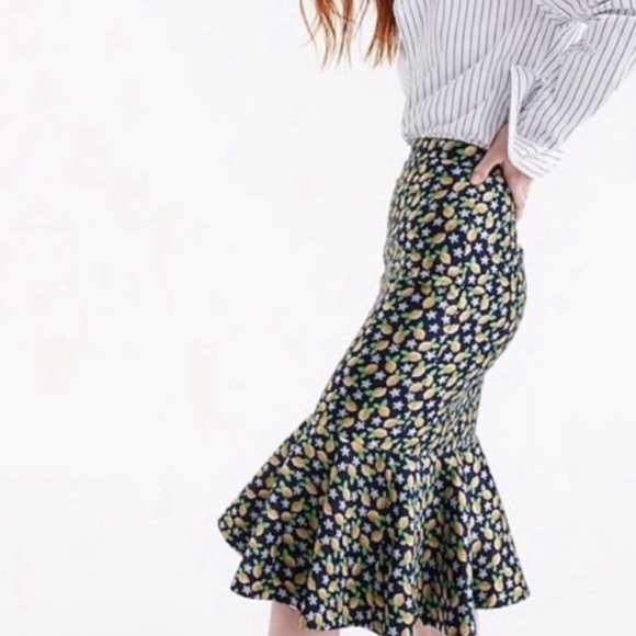 J.CREW 365 | Lemon printed Navy Fluted Trumpet
Skirt - Picture 9 of 9